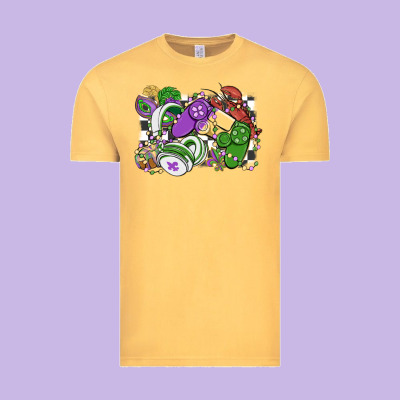 Gamer Mardi Gras Game Controller Vintage Tee Designed By Maliassmallbusiness