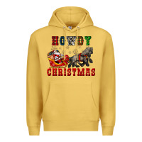 Antique Gold howdy christmas with santa riding his sleighs Premium Hoodie - CowGirlArtShop