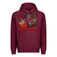 Burgundy howdy christmas with santa riding his sleighs Premium Hoodie - CowGirlArtShop