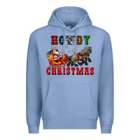 Colony Blue howdy christmas with santa riding his sleighs Premium Hoodie - CowGirlArtShop