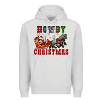 Dove Grey howdy christmas with santa riding his sleighs Premium Hoodie - CowGirlArtShop