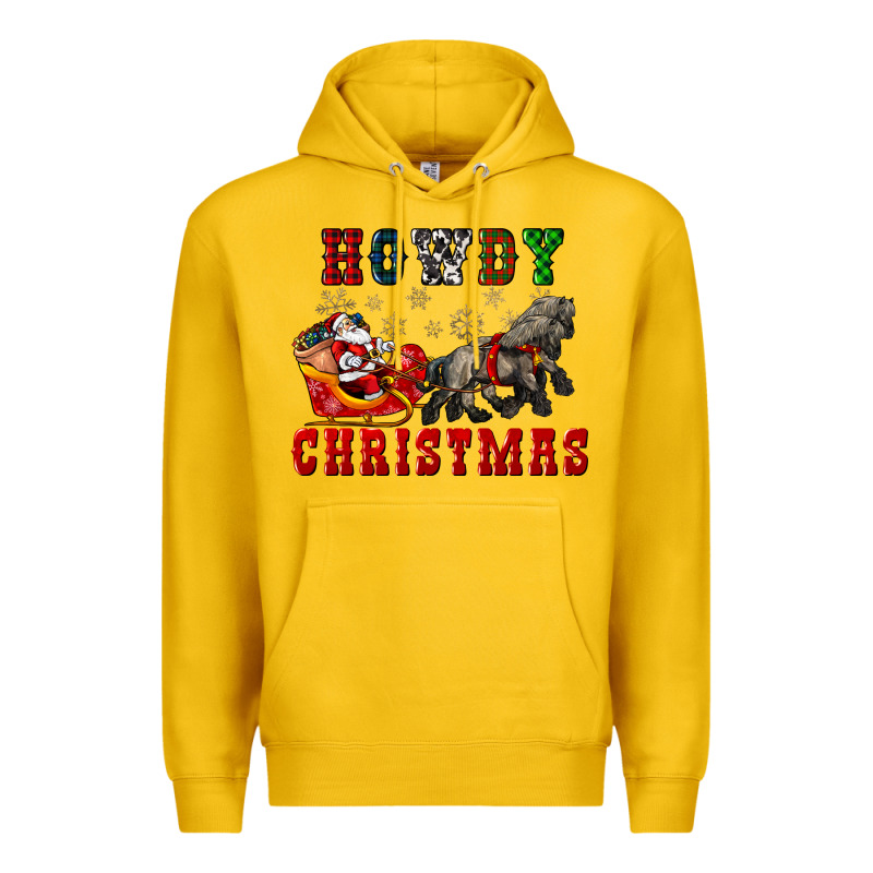 Howdy Christmas With Santa Riding His Sleighs Premium Hoodie by CowGirlArtShop | Teevron