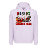 Lilac howdy christmas with santa riding his sleighs Premium Hoodie - CowGirlArtShop