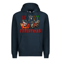 Navy howdy christmas with santa riding his sleighs Premium Hoodie - CowGirlArtShop