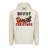Oatmeal Heather howdy christmas with santa riding his sleighs Premium Hoodie - CowGirlArtShop