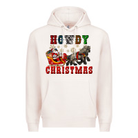 Pale Pink howdy christmas with santa riding his sleighs Premium Hoodie - CowGirlArtShop