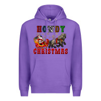 Purple howdy christmas with santa riding his sleighs Premium Hoodie - CowGirlArtShop