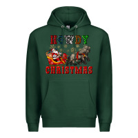 Sports Green howdy christmas with santa riding his sleighs Premium Hoodie - CowGirlArtShop
