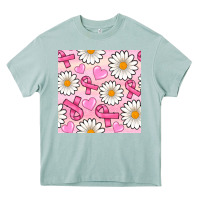 Arona breast cancer awareness with daisy and heart seamless pattern Heavy Core Tee - BundleAndBundleShop