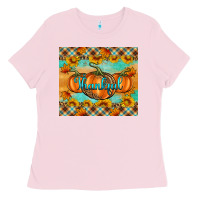 Bubblegum Pink Thankful Pumpkins Ladies Tee - Artiststas
