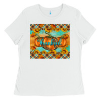 White Thankful Pumpkins Ladies Tee - Artiststas