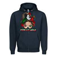 Navy Mexicana messy bun Zipper Hoodie - NancyCooperArtShop