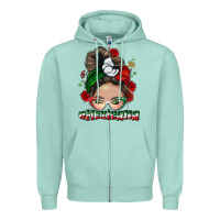 Seafoam Mexicana messy bun Zipper Hoodie - NancyCooperArtShop