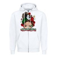 White Mexicana messy bun Zipper Hoodie - NancyCooperArtShop