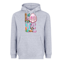 Heather Grey Love Rabbit Easter Day Heavyweight Hoodie - HowdyJamesFarm