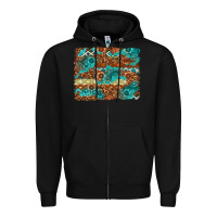 Black Leopard and Aztec Background Western Zipper Hoodie - texasbilliewilder