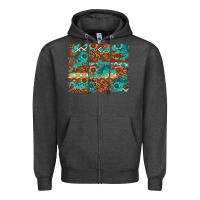 Charcoal Heather Leopard and Aztec Background Western Zipper Hoodie - texasbilliewilder