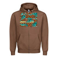 Chestnut Leopard and Aztec Background Western Zipper Hoodie - texasbilliewilder