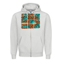 Dove Grey Leopard and Aztec Background Western Zipper Hoodie - texasbilliewilder