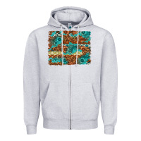 Heather Grey Leopard and Aztec Background Western Zipper Hoodie - texasbilliewilder