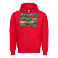 Red Leopard and Aztec Background Western Zipper Hoodie - texasbilliewilder