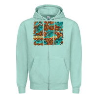 Seafoam Leopard and Aztec Background Western Zipper Hoodie - texasbilliewilder