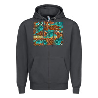 Smoke Leopard and Aztec Background Western Zipper Hoodie - texasbilliewilder
