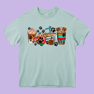 Dogs Coffee Cups Heavy Core Tee Designed By Adodesignshop