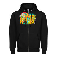 Black Choose happy Zipper Hoodie - NancyCooperArtShop