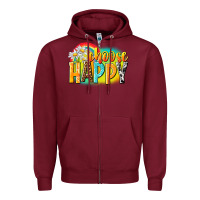 Burgundy Choose happy Zipper Hoodie - NancyCooperArtShop