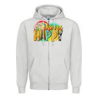 Dove Grey Choose happy Zipper Hoodie - NancyCooperArtShop