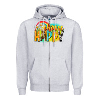 Heather Grey Choose happy Zipper Hoodie - NancyCooperArtShop