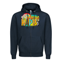 Navy Choose happy Zipper Hoodie - NancyCooperArtShop