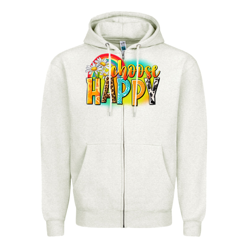 Choose Happy Zipper Hoodie by NancyCooperArtShop | Teevron
