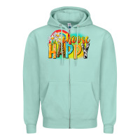 Seafoam Choose happy Zipper Hoodie - NancyCooperArtShop