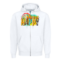 White Choose happy Zipper Hoodie - NancyCooperArtShop