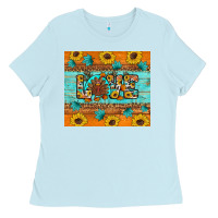 Sunflower Leopard Thanksgiving Love Ladies Tee | Teevron