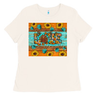 Bone Sunflower Leopard Thanksgiving Love Ladies Tee - Artiststas