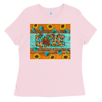 Bubblegum Pink Sunflower Leopard Thanksgiving Love Ladies Tee - Artiststas