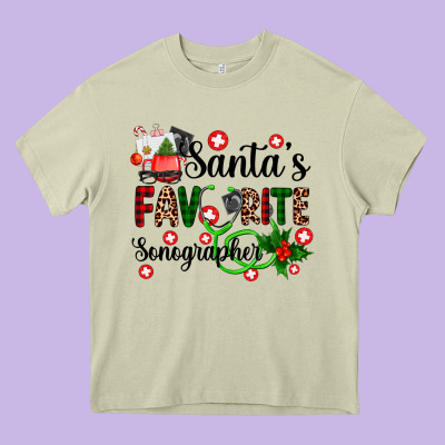 Santa's Favorite Sonographer Heavy Core Tee Designed By Adodesignshop