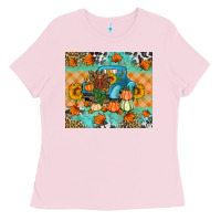Bubblegum Pink Thanksgiving Truck With Turkey Ladies Tee - Artiststas