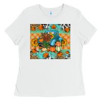 White Thanksgiving Truck With Turkey Ladies Tee - Artiststas
