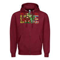 Burgundy Mexico love with gnome Zipper Hoodie - NancyCooperArtShop