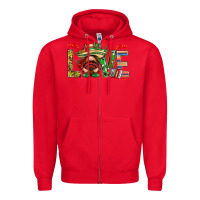 Red Mexico love with gnome Zipper Hoodie - NancyCooperArtShop