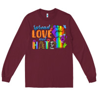 Burgundy Spread Love Not Hate Long Sleeve Tee - BundleAndBundleShop