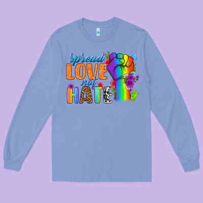 Spread Love Not Hate Long Sleeve Tee Designed By Bundleandbundleshop