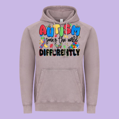 Autism Seeing The World Differently Vintage Hoodie Designed By Maliassmallbusiness