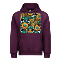 Mauve Wine gemstone sunflower leopard seamless pattern Urban Hoodie - BundleAndBundleShop