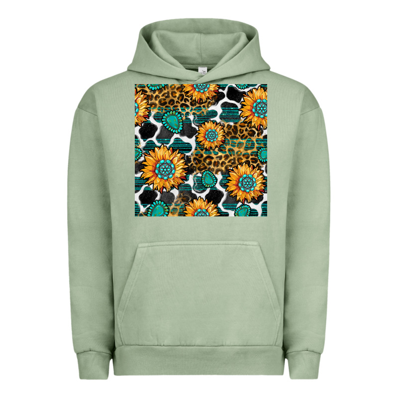 Gemstone Sunflower Leopard Seamless Pattern Urban Hoodie by BundleAndBundleShop | Teevron