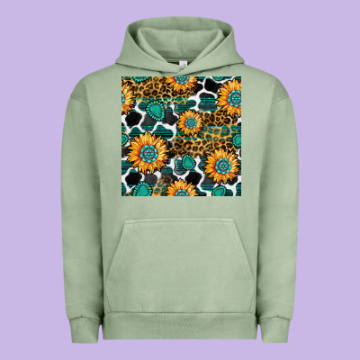 Gemstone Sunflower Leopard Seamless Pattern Urban Hoodie Designed By Bundleandbundleshop